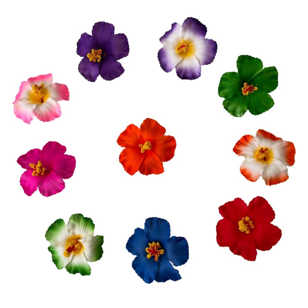 Bohemian Style Hibiscus Hair Clips Hawaiian Plumeria Hair Clips - 50-Pcs Realistic Foam Petals, Mixed Vibrant Colors, Perfect for Summer Vacation Beach Parties