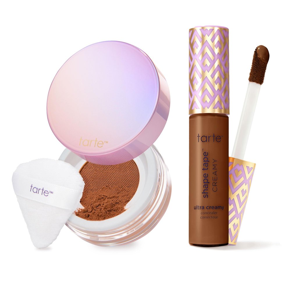tarte shape tape creamy concealer and creaseless setting powder