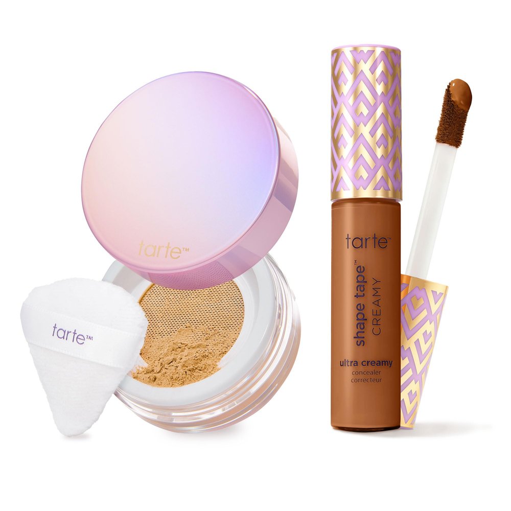 tarte shape tape creamy concealer and creaseless setting powder