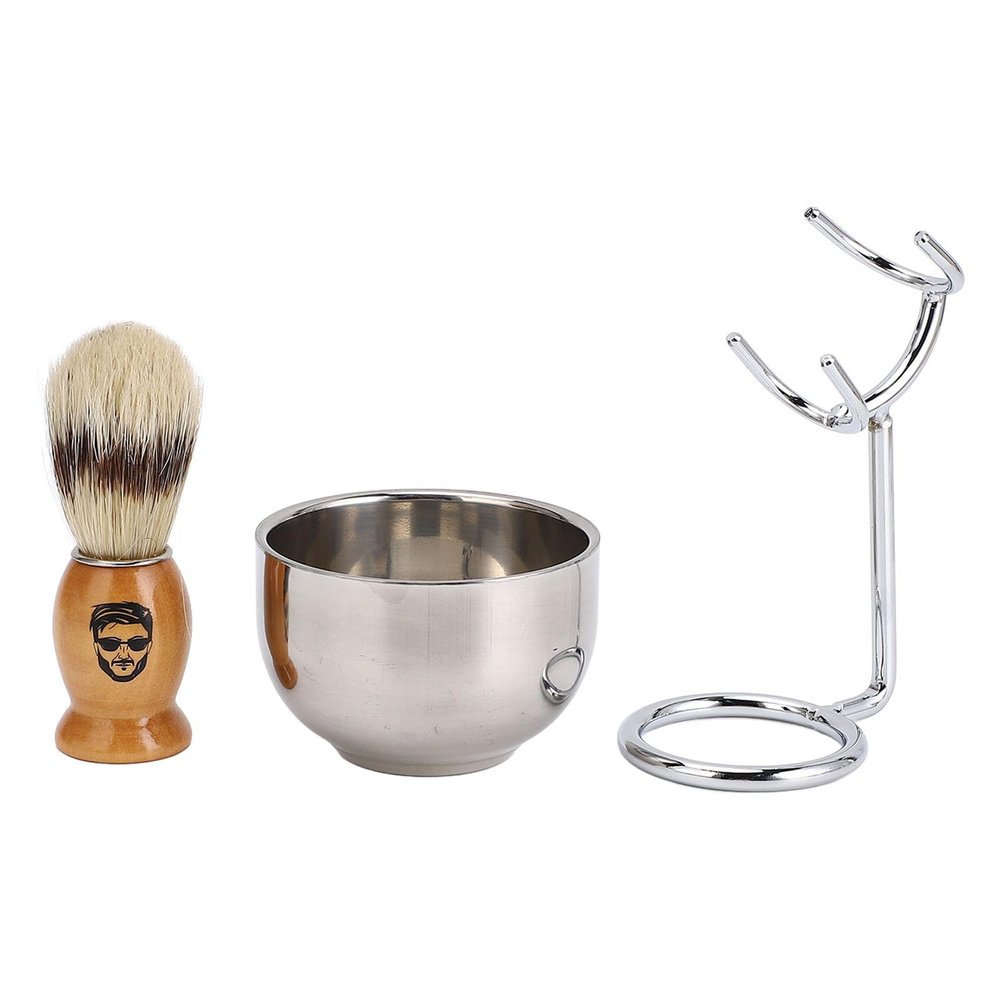 Fuchooky Men's 3 in 1 Shaving Set with Stand and Bowl, Synthetic Fiber Shaving Brush Kit for Face Grooming