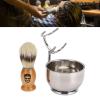 Fuchooky Men's 3 in 1 Shaving Set with Stand and Bowl, Synthetic Fiber Shaving Brush Kit for Face Grooming view 4