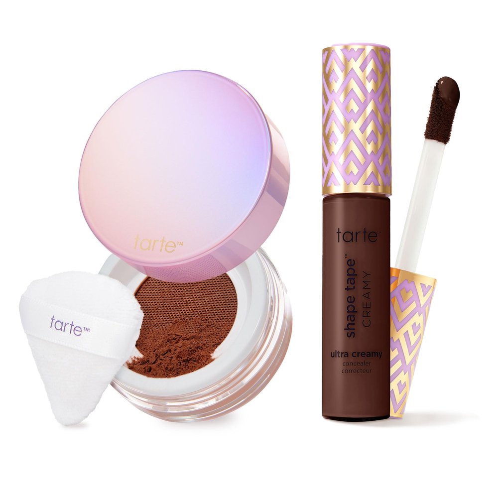 tarte shape tape creamy concealer and creaseless setting powder