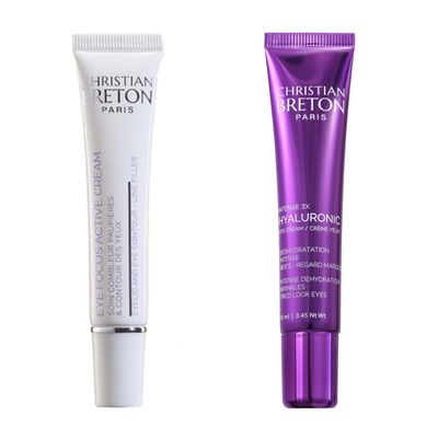 Christian BRETON Hydrating Under Eye Cream Duo  Eye Focus Active Cream & Intense 3X Hyaluronic Eye Cream  Ophthalmologist-Tested, Made in France