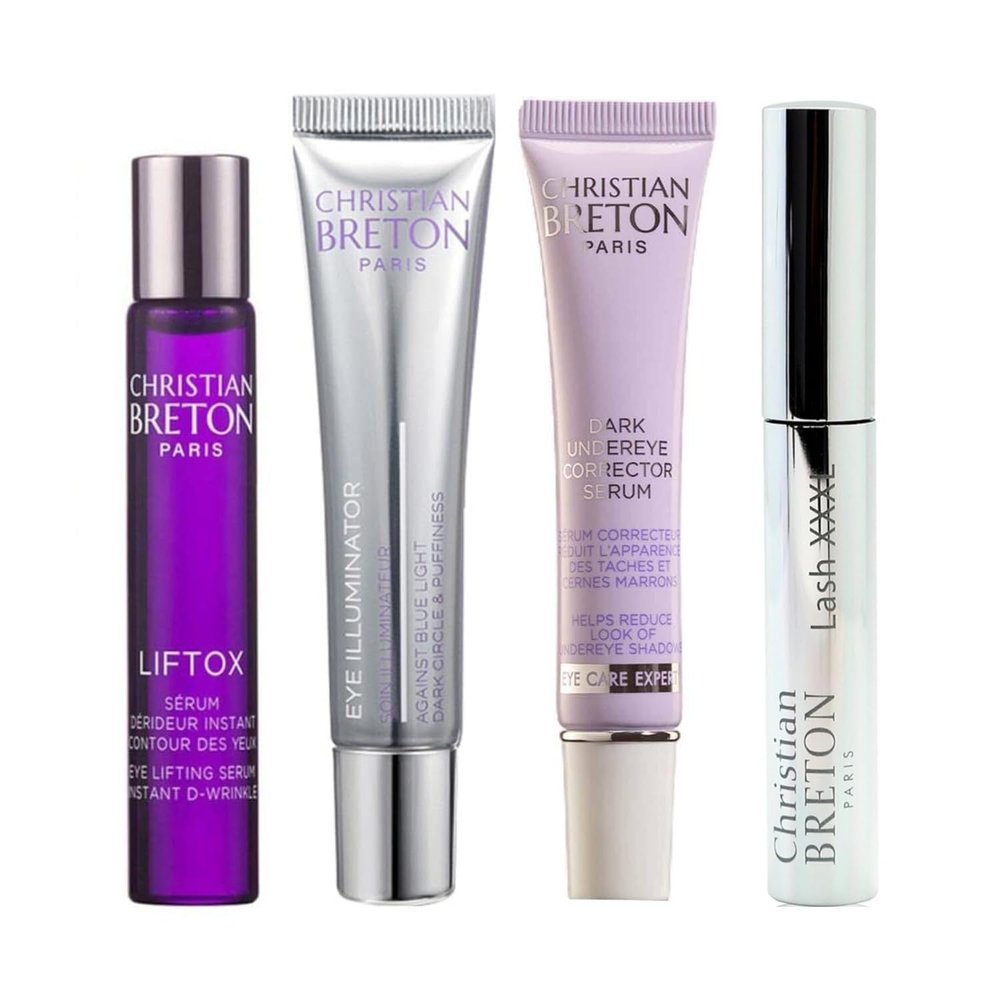 Christian Breton Hydration & De-Puffing Bundle  Includes Under Eye Cream, Serums & Conditioning Mascara  Hydrating, Firming & Ophthalmologist-Tested Skincare, Made in France