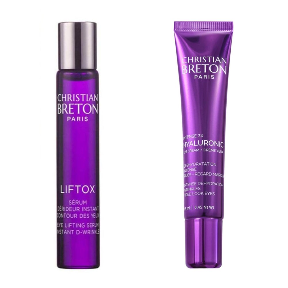 Christian BRETON Under Eye Duo  Intense 3X Hyaluronic Eye Cream & LIFTOX Lifting Serum  Hydrating & Firming, Ophthalmologist-Tested, Made in France