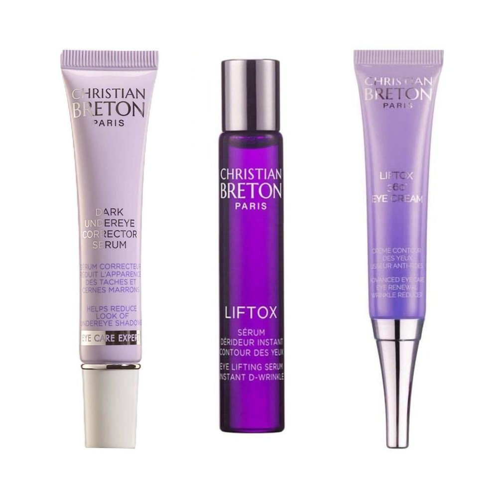 Christian Breton Under Eye Bundle  Dark Circle Corrector Serum, Liftox 360 Cream & Lifting Serum  Hydrating, Firming & Ophthalmologist-Tested Skincare, Made in France