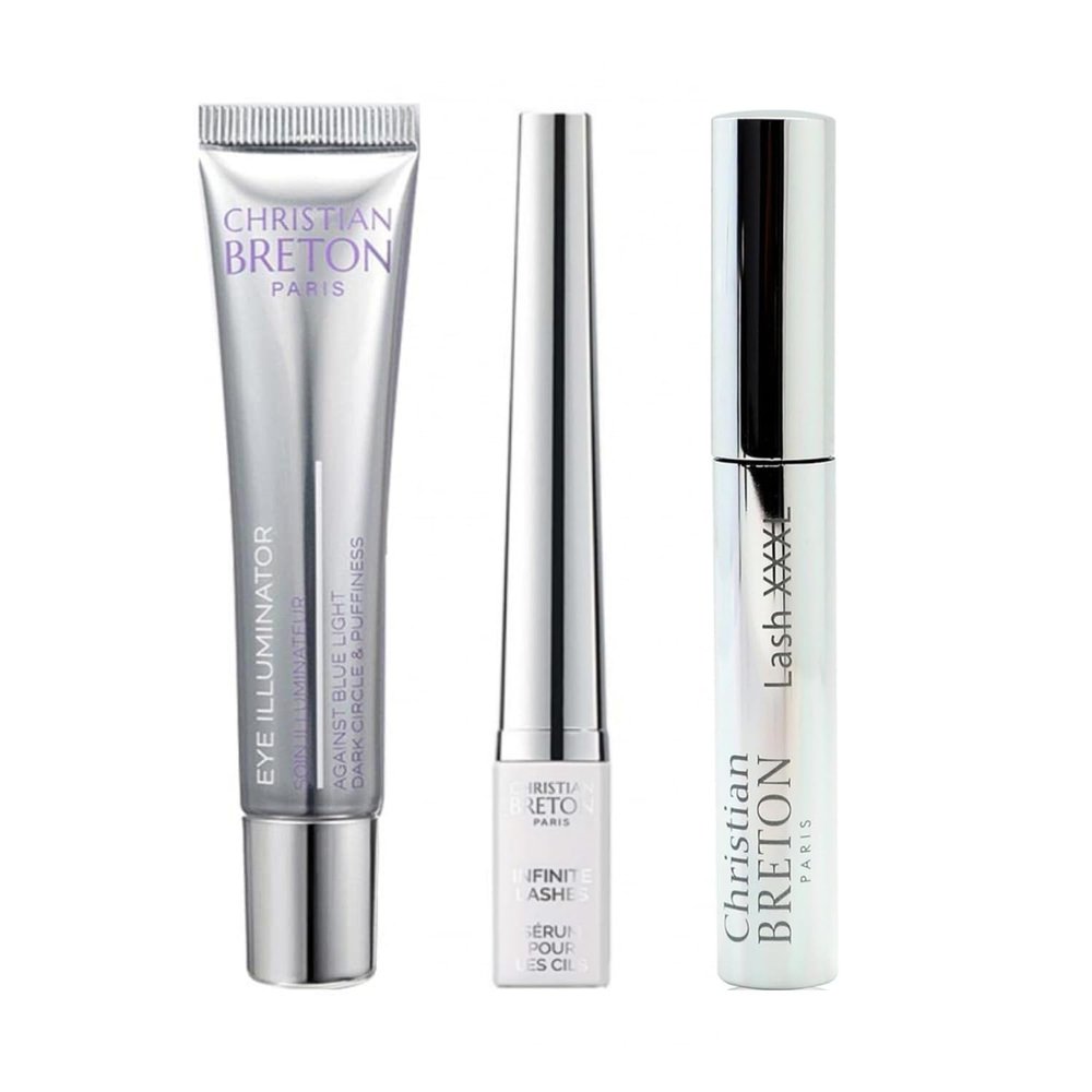 Christian Breton Eye Refresh Bundle  Includes Under Eye Cream, Lash Serum & Volumizing Mascara  Hydrating, Conditioning & Ophthalmologist-Tested, Made in France