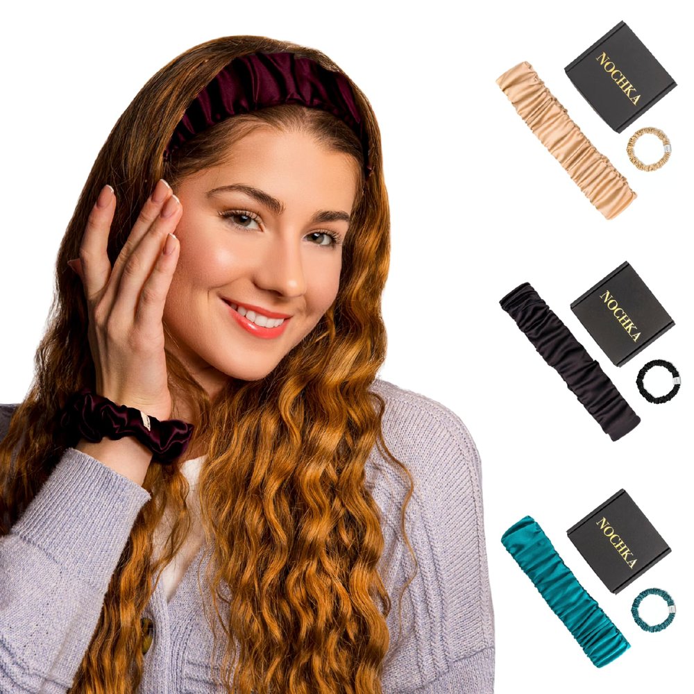 100% Pure Mulberry Silk Headband for Women  19 Momme 6A Grade Ultra Thin Scrunchy, Adjustable Hairband for Washing Face, Skincare, Makeup & Sports  Prevents Frizz & Breakage (Cabernet)