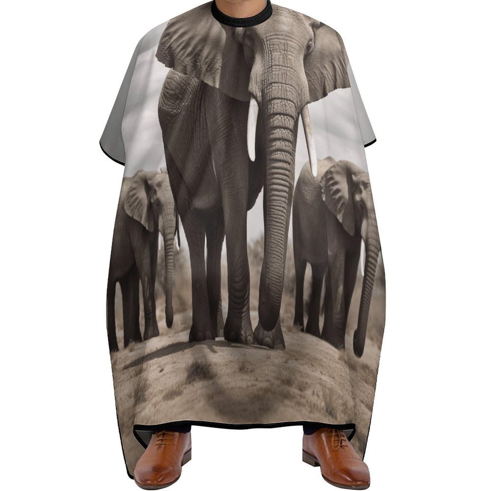 African Elephant Barber Cape for Adult Hair Cutting Cape with Adjustable Snap Closure, Durable Haircut Capes for Salon & Home Use