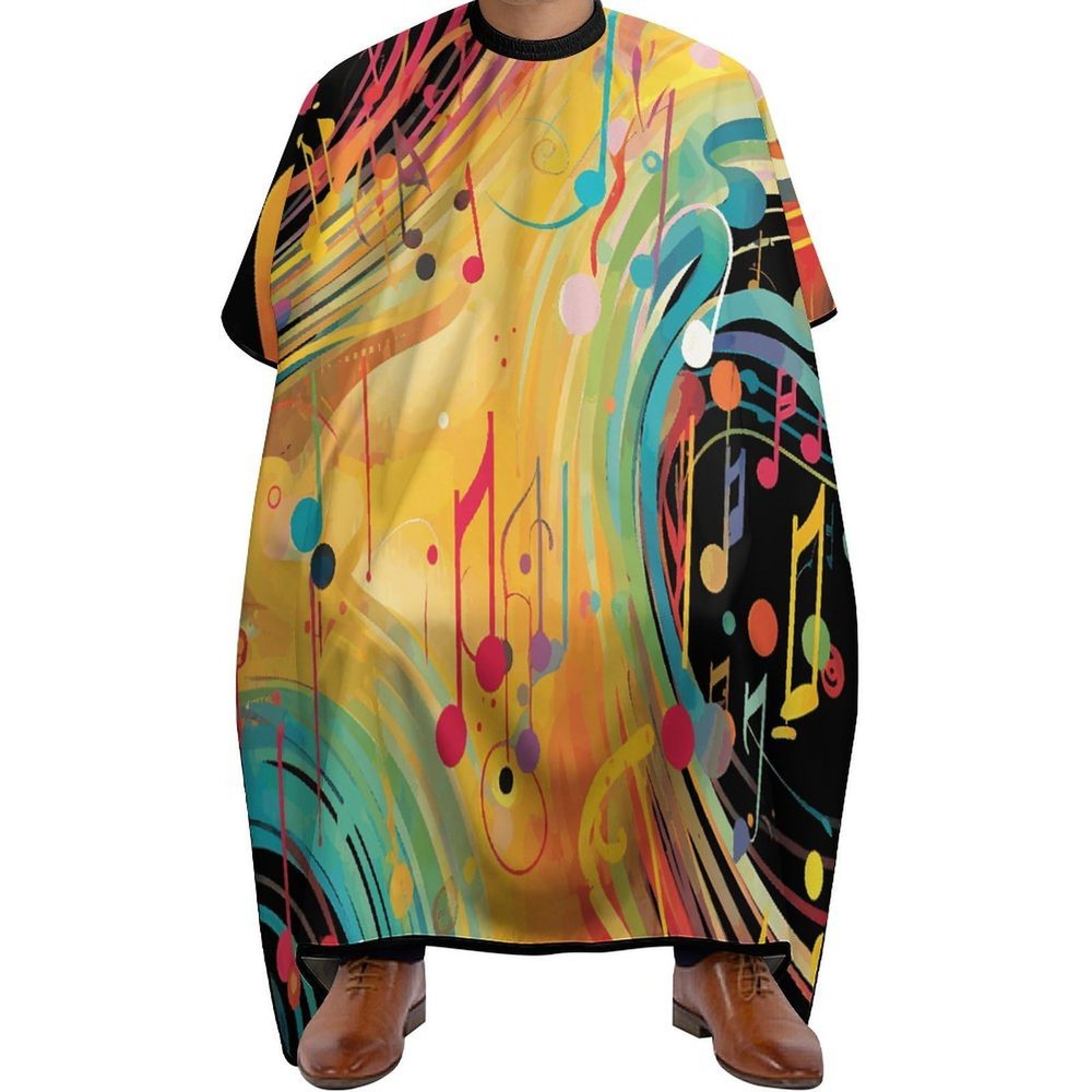 Abstract Music Themed Barber Cape for Adult Hair Cutting Cape with Adjustable Snap Closure, Durable Haircut Capes for Salon & Home Use