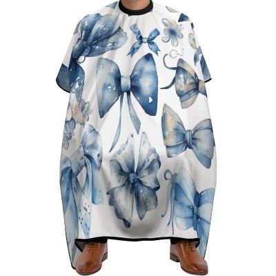 A Set of Blue Bows Barber Cape for Adult Hair Cutting Cape with Adjustable Snap Closure, Durable Haircut Capes for Salon & Home Use