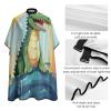 A Cute Crocodile on A Rainbow Background Barber Cape for Adult Hair Cutting Cape with Adjustable Snap Closure, Durable Haircut Capes for Salon & Home Use view 4