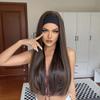 wigs Long Straight Headband Synthetic Wigs Black with Brown Highlight Headband Wig Heat Resistant Daily Fake Hair for Women hairpiece(HB008-1) view 4