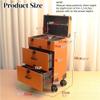 FDGFRGG Rolling Makeup Case with Drawers and Wheels, Lockable Makeup Suitcase, Portable Cosmetic Organizer Trolley, Storage Case for Beauty, Nail, Hair Styling(Orange) view 2
