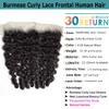 13x4 Lace Frontal Burmese Curly, HD Transparent Swiss Lace Frontal Pre Plucked with Baby Hair Human Hair with Small Single Knots 22inch view 3