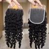 5x5 Transparent Lace Closure Human Hair 3c4a Burmese Curly Pre-plucked Vivid Hairline Bouncy Spiral Curly Ends Light Bleached Knots 16inch view 2
