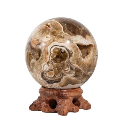 AEVHBAMXN 1PC 7-9cm beautiful Chocolate calcite ball brown texture blend