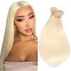 AuokMar Blonde Bundles 613 Straight Bundles Huma Hair 12 14 16 inch Double Weft Soft Real 613 Blonde 3 Bundle Human Hair Extensions 150g view 1