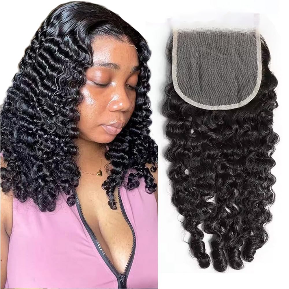 3c4a Burmese Curly 7 By 7 Deep Parting Lace Colsure Human Hair Only 14inch Spiral Curly Hair Ends Pre Plucked Bleached Knot