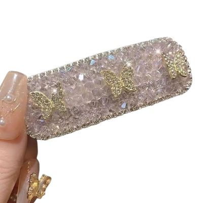 Crystal Butterfly Hair Clip, Rhinestone Beaded Barrette, Sparkly Hair Accessory