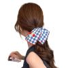 1pc Cherry Blue Plaid Button Square Scarf Large Intestine Scrunchie, Women's Hair Tie, Low Ponytail Head Rope for Women or Girls view 2