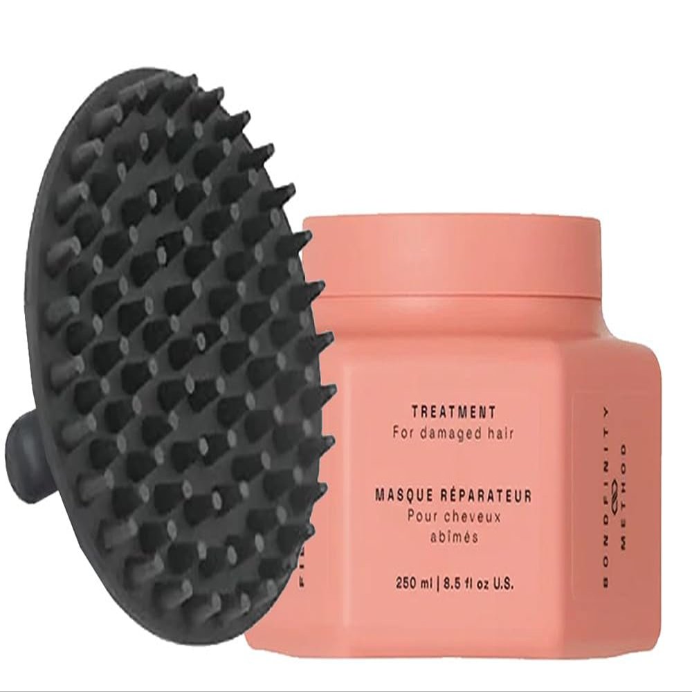 Fibre Clinix Fortify Treatment 8.5 oz with Scalp Massager Brush Strengthening, Hydrating & Repairing Hair Treatment for Weak, Damaged, and Brittle Hair