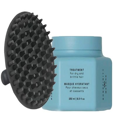 Fibre Clinix Hydrate Treatment 8.5 oz with Scalp Massager Brush Deep Moisturizing & Repairing Hair Treatment for Dry, Damaged, and Frizzy Hair