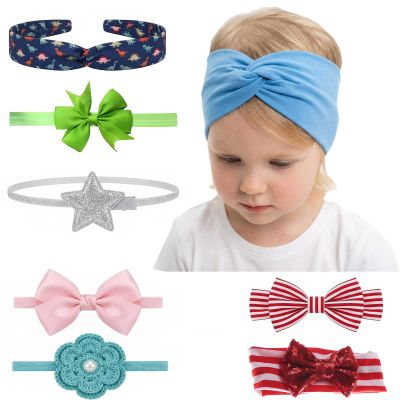 Etetevntt 10 Pack Baby Headbands Hairbands Hair Bow Elastics Handmade Hair Accessories for Baby Girls Newborn Infant Toddlers Kids(Random style color)