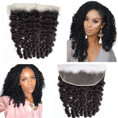 13x4 Lace Frontal 18 Inch Burmese Curly Lace Closure Human Hair Extensions 3c4a Bouncy Curly Frontals Closure 1 Piece