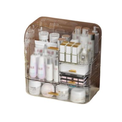 ASWRTYJO Storage Box Transparent Large Makeup Organizer Drawers Portable Handle Waterproof Dustproof