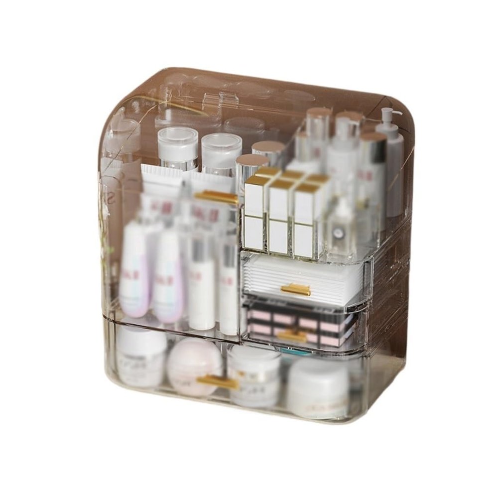 ASWRTYJO Storage Box Transparent Large Makeup Organizer Drawers Portable Handle Waterproof Dustproof