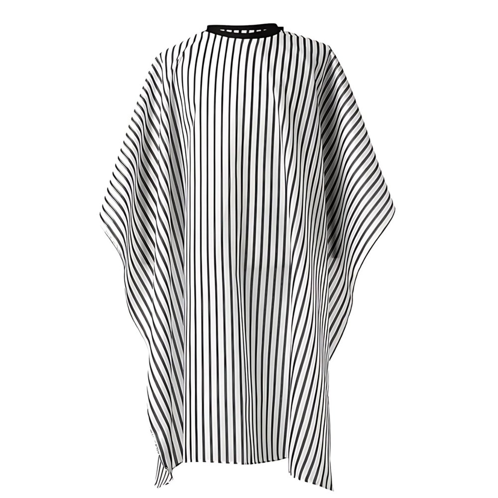 Barber For Cape Men, Capes Hair Cut Professional, Black White Design Stripe, Large 55 In X 63 In (1.4 M X 1.6 M) Size, Breathable Lightweight Material Taffeta, For Salon Ideal And Use Home