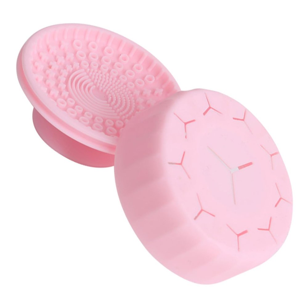 COOLHIYA Silicone Makeup Brush Cleaner Box Dual-use Compact Makeup Tool Cleaning Supplies for Gentle Deep Cleaning Quick Dry Travel-friendly Pink Brush Washing Bowl
