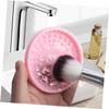 COOLHIYA Silicone Makeup Brush Cleaner Box Dual-use Compact Makeup Tool Cleaning Supplies for Gentle Deep Cleaning Quick Dry Travel-friendly Pink Brush Washing Bowl view 3