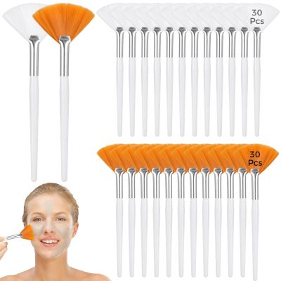 60 Fan Shaped Face Brushes, 5.9 X 1.6 in Facial Mask Applicators for Professional and Home Skincare