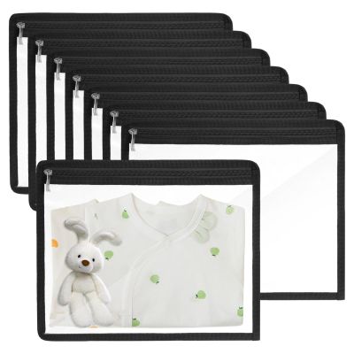 8-Pack Clear Zipper Storage Pouches, 1310.4 Waterproof PVC Makeup Bags, Transparent Travel Toiletry & Office File Organizers