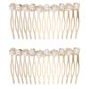 2 PCS Pearl Hair Comb for Women Decorative, Gold Pearl Hair Combs with Rhinestones, Decorative Hair Combs for Women Accessories Bridal Wedding Party Daily Decor view 1