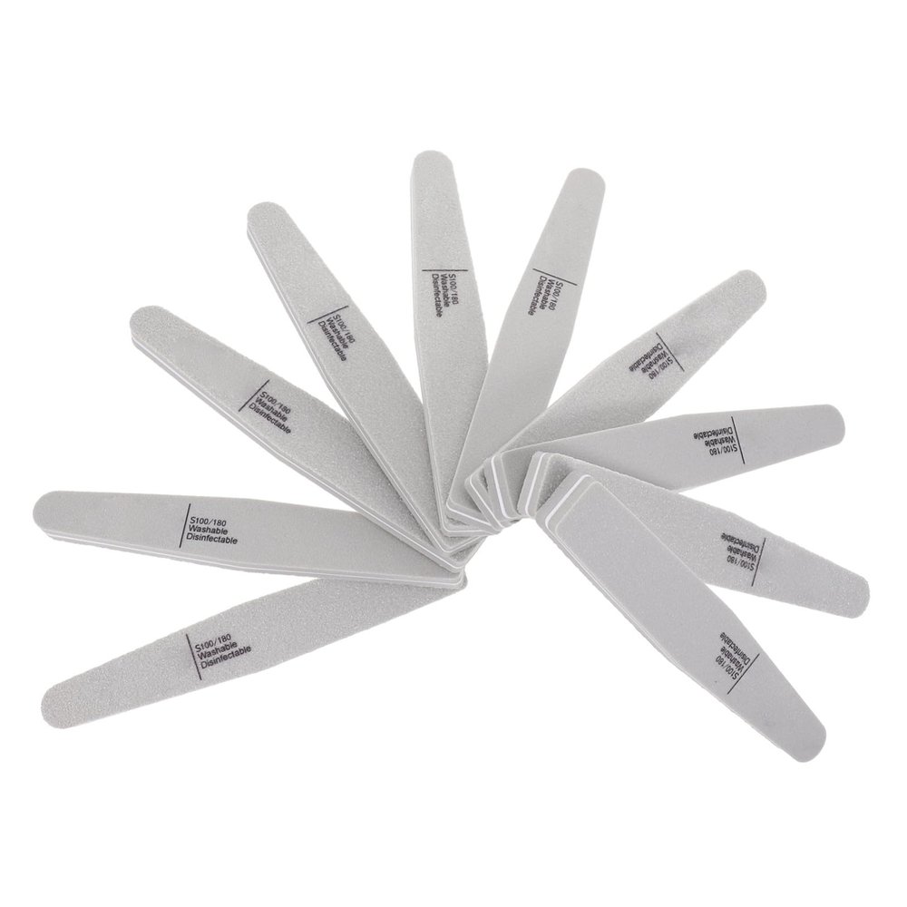 COOLHIYA 10pcs Double Sided Nail Buffer Blocks Gray Sponge Nail Files Washable Grit for Manicure Pedicure Shaping and Buffing Professional Use