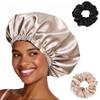 MIS-SILK Bonnet Sleeping for Women Satin Hair Bonnet, Anti Frizz Silk Sleep Cap Women-Hair Accessories Beige view 1