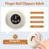 Electric Nail Clippers for Seniors and Women, LED Light Electric Nail Trimmer Adult with 3 Speeds, Safe Automatic Fingernail Grinder with Storage, Baby Nail Care Round (Champagne) view 3