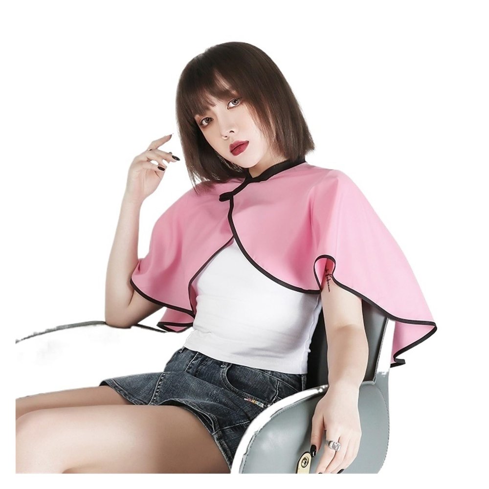 Barber Cape Beauty Salon Makeup Shawl Hairdresser Wai Cloth Dye Hair Small Wrap Barber Shop Cutting Cape(Pink-Shawl)