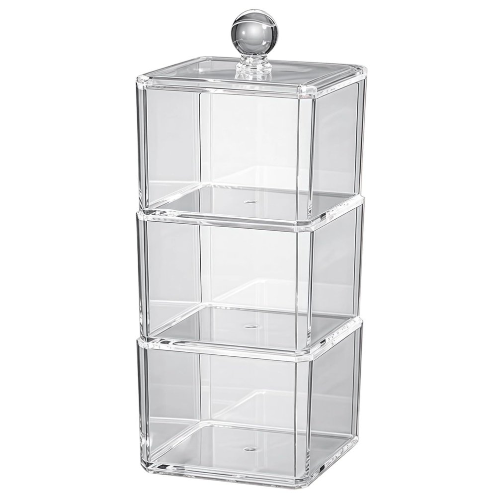 Acrylic Three-Tier Storage Box for Girls Hair Accessories, Transparent Design, Keeps Hair Items Dust-Free, Ideal for Bands and Clips