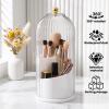 3 Tier Makeup Organizer with Clear Lid - 360 Rotating Protective Vanity Brush Holder for Bathroom Countertop White view 3