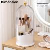 3 Tier Makeup Organizer with Clear Lid - 360 Rotating Protective Vanity Brush Holder for Bathroom Countertop White view 4