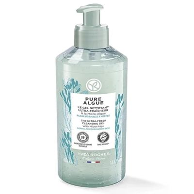 Yves Rocher Pure Algue Ultra Fresh Cleansing Gel with Micro Algae Extract, Face Wash for All Skin Types  Set of 3 Bottles 390 ml/13.1 fl.oz