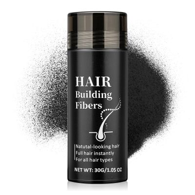 AWCCXMYM Hair Building Fibers for Thinning Instant Coverage Hair Fibers for Women & Men Natural Texture Undetectable Hair Fiber for Thickener and Fuller Look 30g #Black
