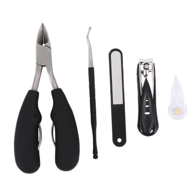 COOLHIYA Nail Clippers Set Stainless Steel Nail Cutter Pedicure Trimmer Kit for Home Salon Use Black Portable Grooming Tools with Storage Case