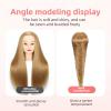 80% Real Hair Mannequin Head Training Head Manikin Cosmetology Doll Head for Hairdresser Practice Braiding Hair Styling with Clamp stand 26-28inch view 2