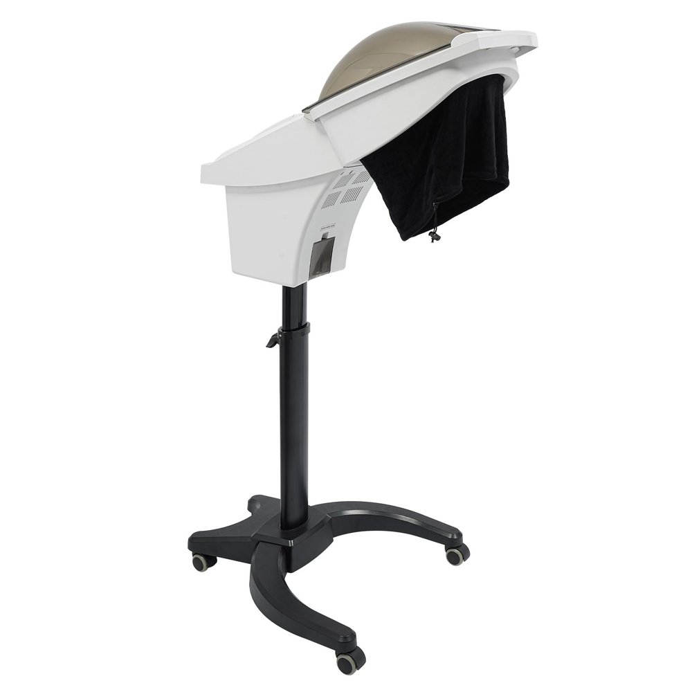 Bepritm 7 Light Hair Steamer, Standing Deep Conditioning Hair Steamer with Adjust Height & Wheels, 700W Hooded Micro Mist Ozone Scalp Hydration Steamer for Salons, Barbershops (White)