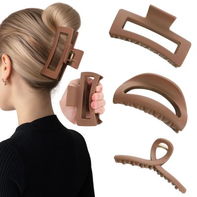 3 Pcs Matte Silicone Hair Clips Flexible Hair Claw Clips Cloud Clip Soft Bendable Hair Claw Clip for WomenCoffee